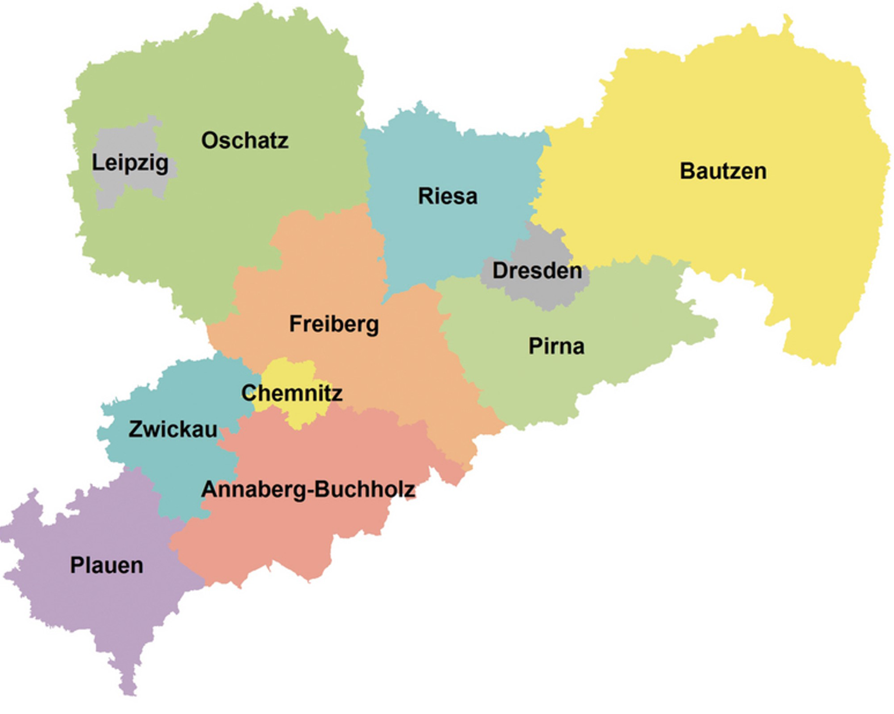 Übersichtskarte zu Standorten der AA in Sachsen